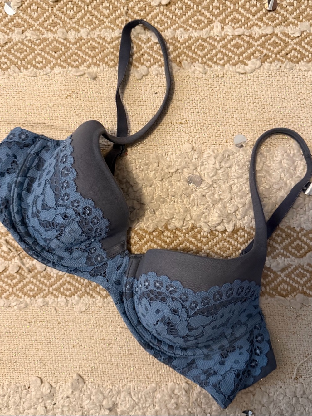 Body by Victoria Lace-Trim Underwire Bra in Slate Blue 34B Victoria’s Secret